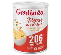 GERLINÉA Soupe Pois Chiche Curcuma - Substitut de Repas Minceur Riche en Protéines - 13 Vitamines & 10 Minéraux - Faible en Graisses Saturées - 8 Repas - Soupe Déshydratée - à Reconstituer, Pot 424 g