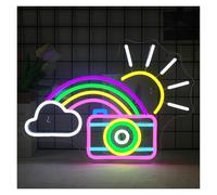 GERLJ enseigne lumineuse au néon Caméra de soleil pour arc-en-ciel pour enseigne au néon Lumières LED Décoration chambre 42cmх30cm
