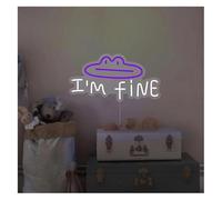 GERLJ enseigne lumineuse au néon D'Ambiance Apaisante Lampe Enseigne Au Néon Grenouille Alimentée par, Luminosité Réglable Lettre I'm Fine Lumières(D)