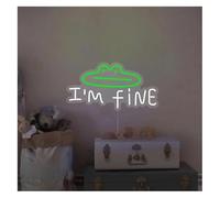 GERLJ enseigne lumineuse au néon D'Ambiance Apaisante Lampe Enseigne Au Néon Grenouille Alimentée par, Luminosité Réglable Lettre I'm Fine Lumières(E)