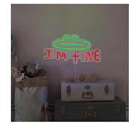 GERLJ enseigne lumineuse au néon D'Ambiance Apaisante Lampe Enseigne Au Néon Grenouille Alimentée par, Luminosité Réglable Lettre I'm Fine Lumières(A)