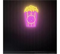 GERLJ enseigne lumineuse au néon D'Ambiance Apaisante Lampe Enseigne Au Néon Pop Corn Snack Bar Film Room Decor Popcorn Neon(B,60X40CM)