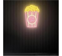 GERLJ enseigne lumineuse au néon D'Ambiance Apaisante Lampe Enseigne Au Néon Pop Corn Snack Bar Film Room Decor Popcorn Neon(C,60X40CM)