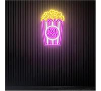GERLJ enseigne lumineuse au néon D'Ambiance Apaisante Lampe Enseigne Au Néon Pop Corn Snack Bar Film Room Decor Popcorn Neon(D,90X58CM)