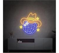 GERLJ enseigne lumineuse au néon D'Ambiance Apaisante Lampe Enseignes Au Néon Rétro À Boule Disco Alimentées par, Lumières(F,50cmx50cm)