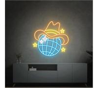 GERLJ enseigne lumineuse au néon D'Ambiance Apaisante Lampe Enseignes Au Néon Rétro À Boule Disco Alimentées par, Lumières(C,40cmx40cm)