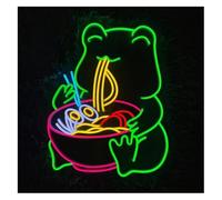 GERLJ enseigne lumineuse au néon D'Ambiance Apaisante Lampe Grenouille Mangeant des Ramen Enseigne Au Néon Dessin Animé Animal Lumière pour Anniversaire