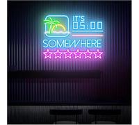 GERLJ enseigne lumineuse au néon D'Ambiance Apaisante Lampe Il Est 5h00 Quelque Part, Enseigne Au Néon pour Bar À Cocktails(E)