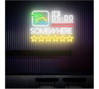 GERLJ enseigne lumineuse au néon D'Ambiance Apaisante Lampe Il Est 5h00 Quelque Part, Enseigne Au Néon pour Bar À Cocktails(D)