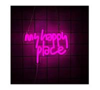 GERLJ enseigne lumineuse au néon Décoration lumineuse au néon My Happy Place pour enseigne lettre pièce décor esthétique art du jeu