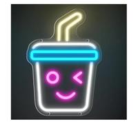 GERLJ enseigne lumineuse au néon Décoration lumineuse néon pour tasse de thé aux bulles à LED pour enseignes pour laiterie café restaurant bar boissons
