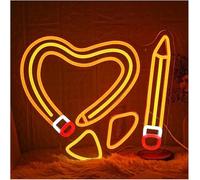 GERLJ enseigne lumineuse au néon Enseigne lumineuse LED en forme de crayon, idéale pour les fêtes, chambres, écoles, librairies, 35 x 32 cm