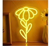 GERLJ enseigne lumineuse au néon Fleur Alimenté Enseignes Au Néon Mur Art Veilleuse Salle De Jeu Chambre Salon Décor Lampe 17cmх26.5cm