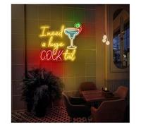 GERLJ enseigne lumineuse au néon « J’ai besoin d’un énorme cocktail », enseigne lumineuse humoristique pour adultes, bar, 63 cm x 71(C)