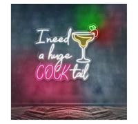 GERLJ enseigne lumineuse au néon « J’ai besoin d’un énorme cocktail », enseigne lumineuse humoristique pour adultes, bar, 63 cm x 71(A)