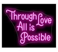 GERLJ enseigne lumineuse au néon Lampe lumineuse néon « À travers l'amour, tout est possible » pour la décoration de chambre maison les fêtes (40 x 30 cm)(B)