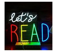GERLJ enseigne lumineuse au néon Lampe lumineuse néon « Lire un livre, être gentil » pour salle d'étude, bibliothèque, de lecture, chambre d'enfant(39X30cm)
