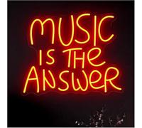 GERLJ enseigne lumineuse au néon LED néon signe Enseigne Au Néon Music Is The Answer, Lettres, Bar, Décoration Fête 36cmx40cm