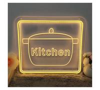 GERLJ enseigne lumineuse au néon Lettre sculptée 3D pour enseignes au néon de cuisine pour alimentation pour USB, luminosité réglable pour lumières, convient pour la décoration restaurant 30 cm x 35