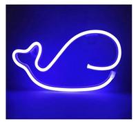 GERLJ enseigne lumineuse au néon Lettres colorées Intérieur Luminaires Néon Signe Queue De Baleine Forme Mur Chambre Décor(Bleu)