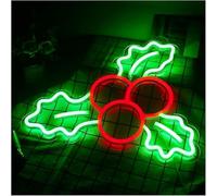 GERLJ enseigne lumineuse au néon Lettres colorées Intérieur Luminaires Panneau En Forme De Fruits Rouges, Néon, Houx, Pour Salon