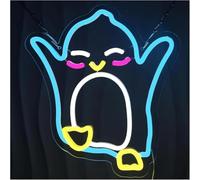 GERLJ enseigne lumineuse au néon Néon signe Enseigne Lumineuse LED Pingouin À Intensité Variable Pour Une Chambre D'enfant 28 X 31,5 Cm