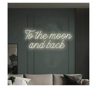 GERLJ enseigne lumineuse au néon Panneau lumineux LED en néon vers la lune et retour, alimenté par pour USB, pour maison, un mariage, une chambre à coucher, bar, décoration murale, 38 cm x 12(C)