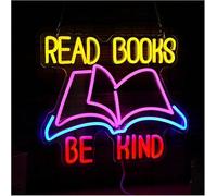 GERLJ enseigne lumineuse au néon Panneau lumineux néon «Lisez des livres, soyez gentil» Décoration de livre Soyez gentil Signes d'ambiance 32×38cm