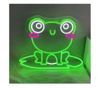 GERLJ enseigne lumineuse au néon Pour enseigne au néon pour grenouille assise sur une feuille de Pour lotus, convient jardinage