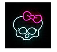 GERLJ enseigne lumineuse au néon Pour enseigne au néon représentant un crâne de monstre, lumières à intensité variable, pour décoration murale
