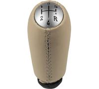 GERLJ Pommeau de Levier de Vitesse pour Renault pour Clio III 2005-2009 pour Megane II 2002-3009 pour Scenic II 2003-2006 Pommeau de Levier pour Vitesse en Cuir Soufflet de Levier(Chrome Cap Beige)