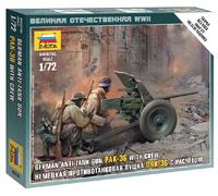 German Anti Tank Gun Pak 36 1:72 Figurine Plastique Model Kit Zvezda