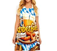German Apron - Beer Festival Printed Party Accessories, Bavarian Apron Costume | Holiday German Costume Oktoberfest Outfit, For Party Kitchen Celebration Holiday Birthday Events BBQ Cooking Baking