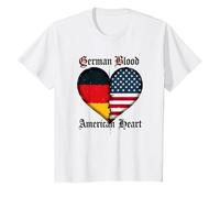 German Blood American Heart: Allemands pour Les Hommes Heritage T-Shirt, Enfant, Blanc, 3 Ans