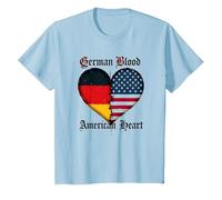 German Blood American Heart: Allemands pour Les Hommes Heritage T-Shirt, Enfant, Bleu Céleste, 3 Ans