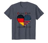 German Blood American Heart: Allemands pour Les Hommes Heritage T-Shirt, Enfant, Bleu Chiné, 3 Ans