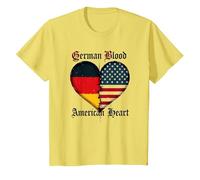 German Blood American Heart: Allemands pour Les Hommes Heritage T-Shirt, Enfant, Citron, 3 Ans