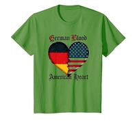 German Blood American Heart: Allemands pour Les Hommes Heritage T-Shirt, Enfant, Herbe, 3 Ans