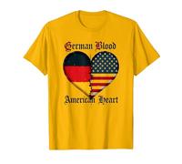 German Blood American Heart: Allemands pour Les Hommes Heritage T-Shirt, Homme, Doré Vif, L