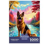 German Chien Berger Puzzles Jigsaw 1000 Pièces Puzzles 70x50cm/1000pcs pour Enfants Cadeau Chien Jeu D'Intelligence Pression Réduite DIY Carton