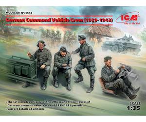 German Command Vehicle Crew (1939-1942) (4 Figurines) 1:3 5 Plastique Kit Icm