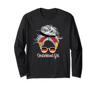 German Girl Deutschland Flag Messy Bun Germany Roots Manche Longue