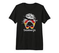 German Girl Deutschland Flag Messy Bun Germany Roots T-Shirt Haut de Gamme