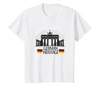 German Heritage Porte de Brandebourg Berlin Pride Patriotique T-Shirt, Enfant, Blanc, 2 Ans