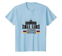 German Heritage Porte de Brandebourg Berlin Pride Patriotique T-Shirt, Enfant, Bleu Céleste, 3 Ans