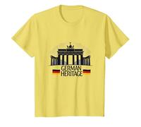 German Heritage Porte de Brandebourg Berlin Pride Patriotique T-Shirt, Enfant, Citron, 3 Ans
