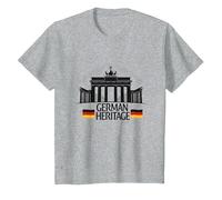German Heritage Porte de Brandebourg Berlin Pride Patriotique T-Shirt, Enfant, Gris Chiné, 3 Ans