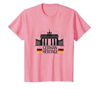 German Heritage Porte de Brandebourg Berlin Pride Patriotique T-Shirt, Enfant, Rose, 12 Ans