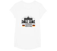 German Heritage Porte de Brandebourg Berlin Pride Patriotique T-Shirt, Fille, Blanc, L