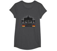 German Heritage Porte de Brandebourg Berlin Pride Patriotique T-Shirt, Fille, Chiné Foncé, M